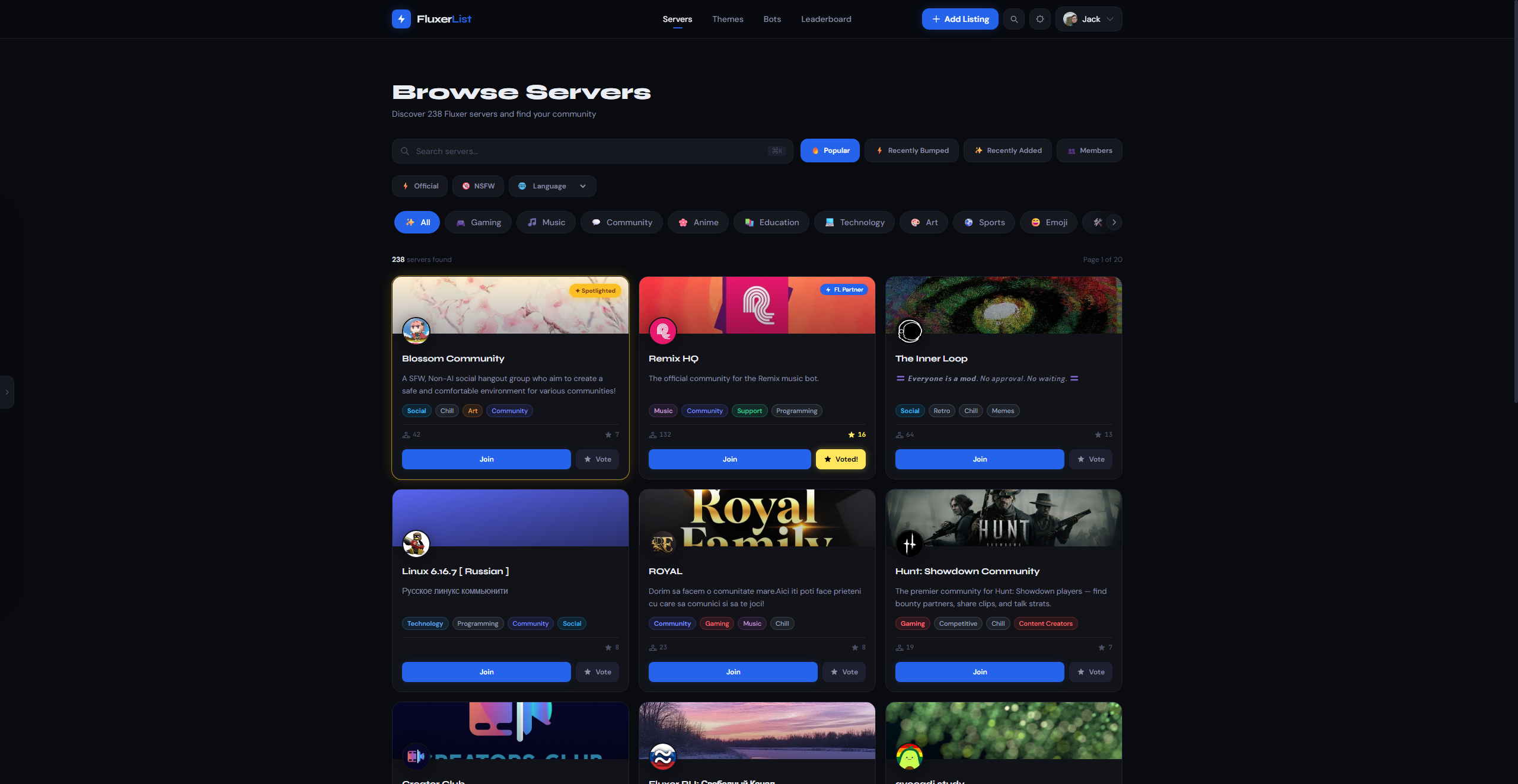 FluxerList browse and discovery