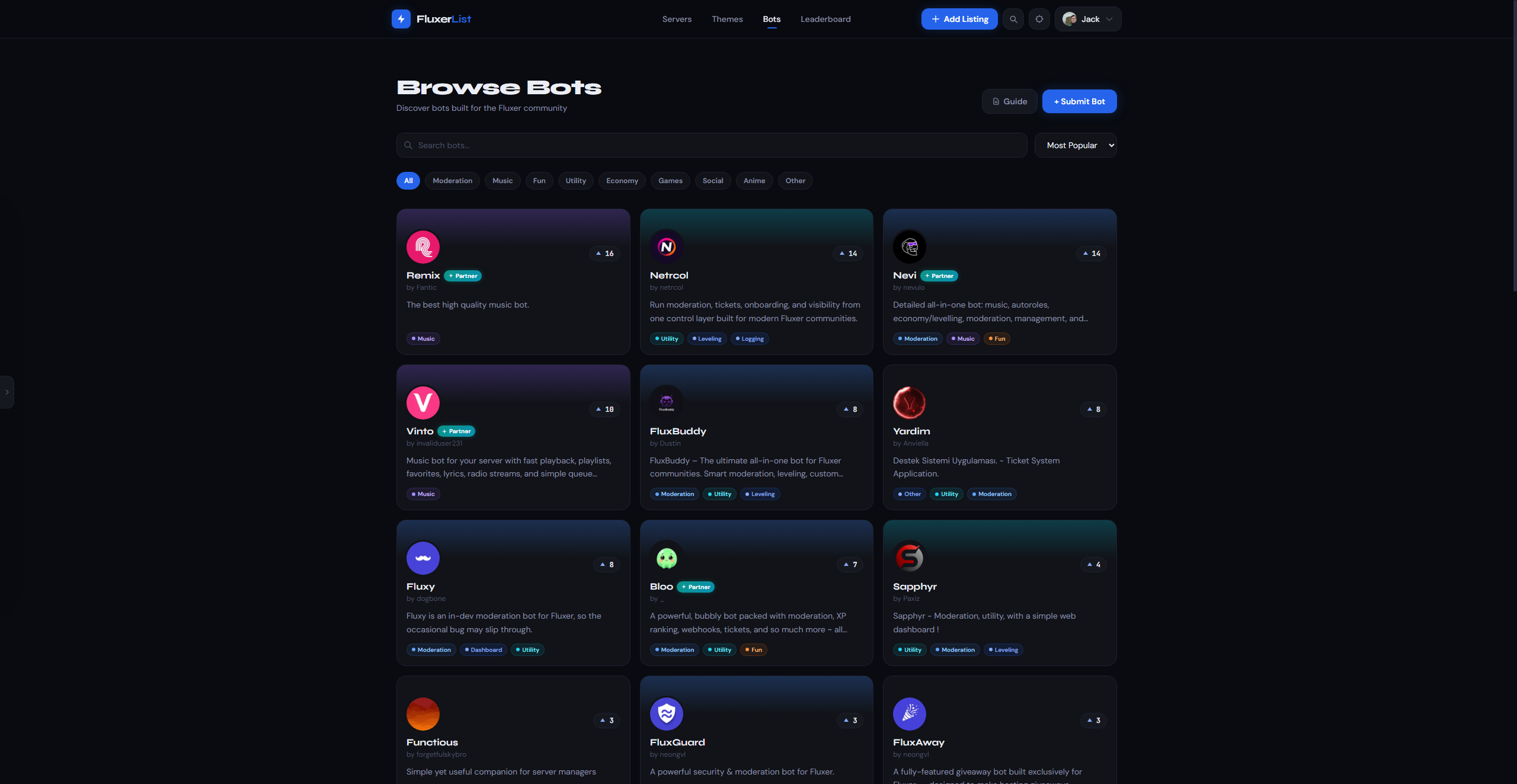 FluxerList bot listings